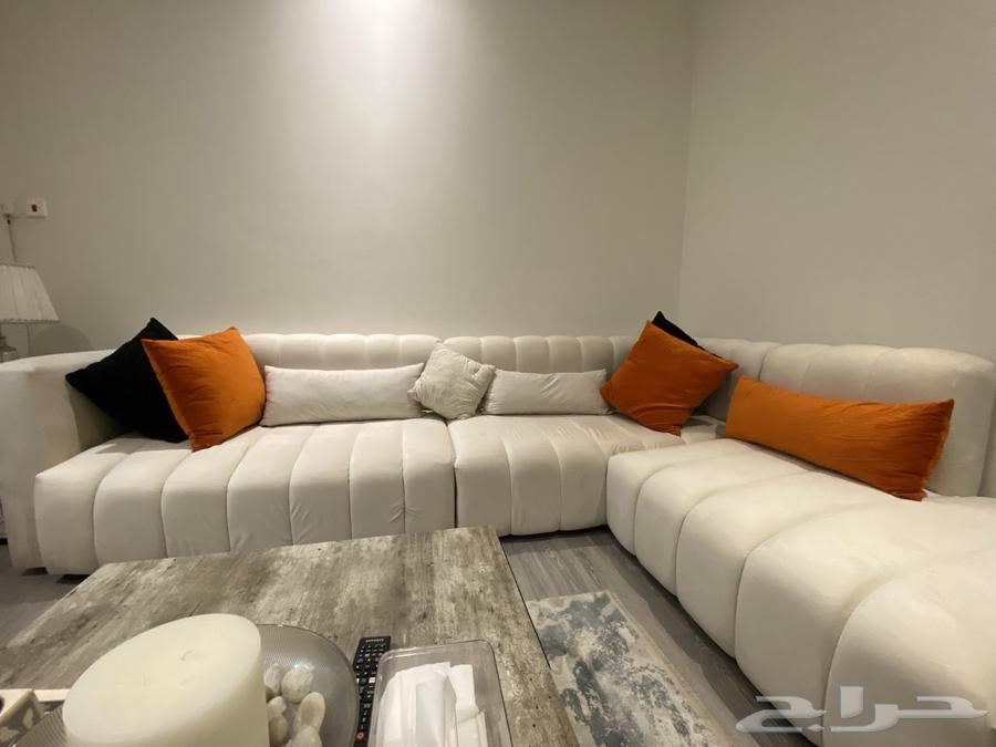 كنب زاوية مخمل بيج63704123035395111