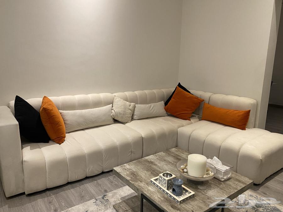 كنب زاوية مخمل بيج63704123035395110
