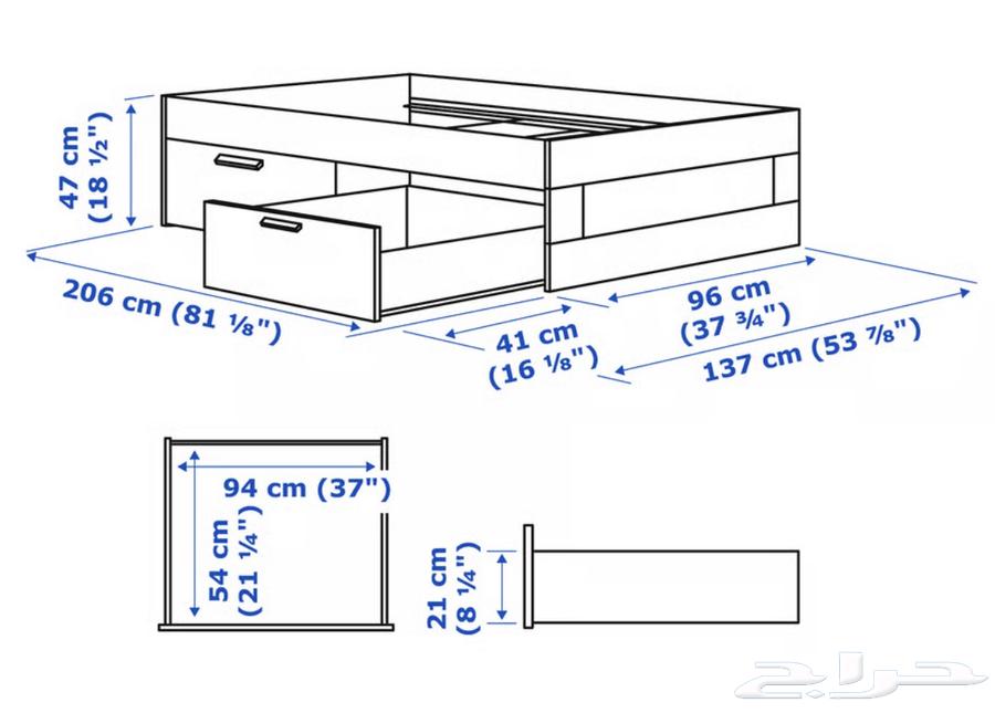 Ikea bed with drawers (new, used only 7 months), size 90x20063715928286466112