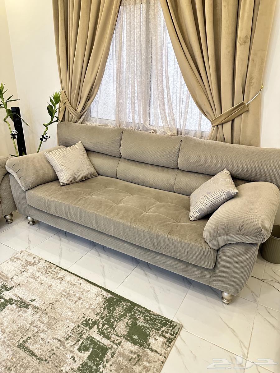 Used large and comfortable sofa with two side tables, clean63713862440833111