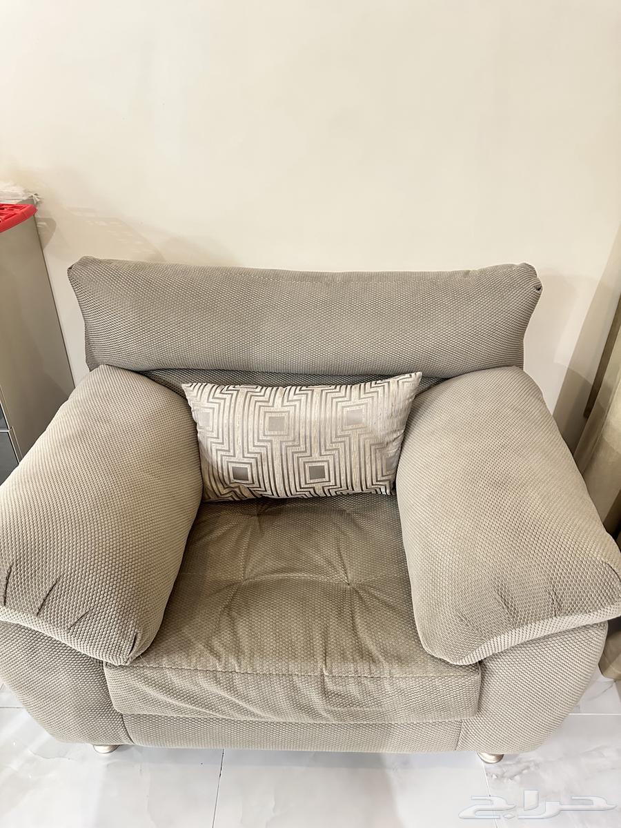Used large and comfortable sofa with two side tables, clean63713862440833114