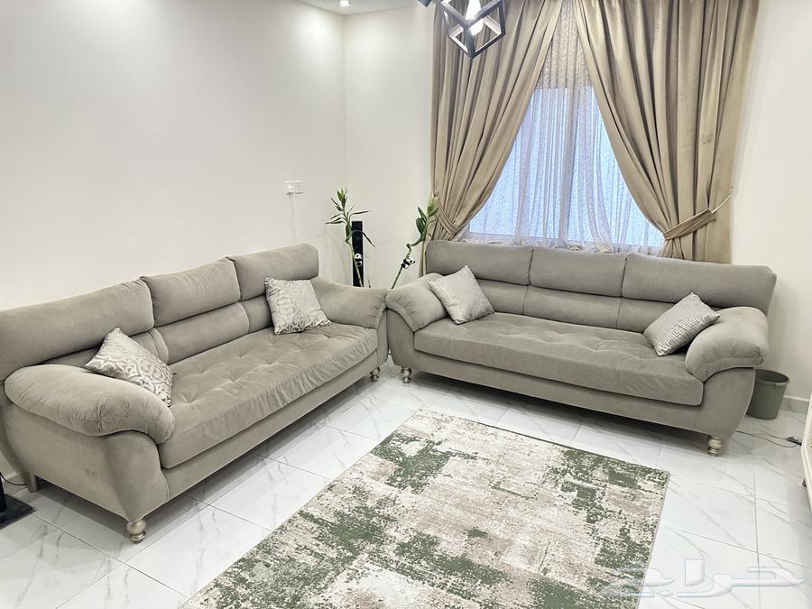 Used large and comfortable sofa with two side tables, clean63713862440833110