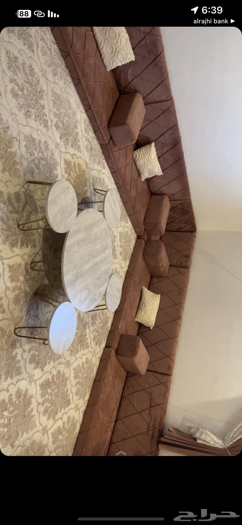 L-shaped sofa, table, and side tables63727186877955110