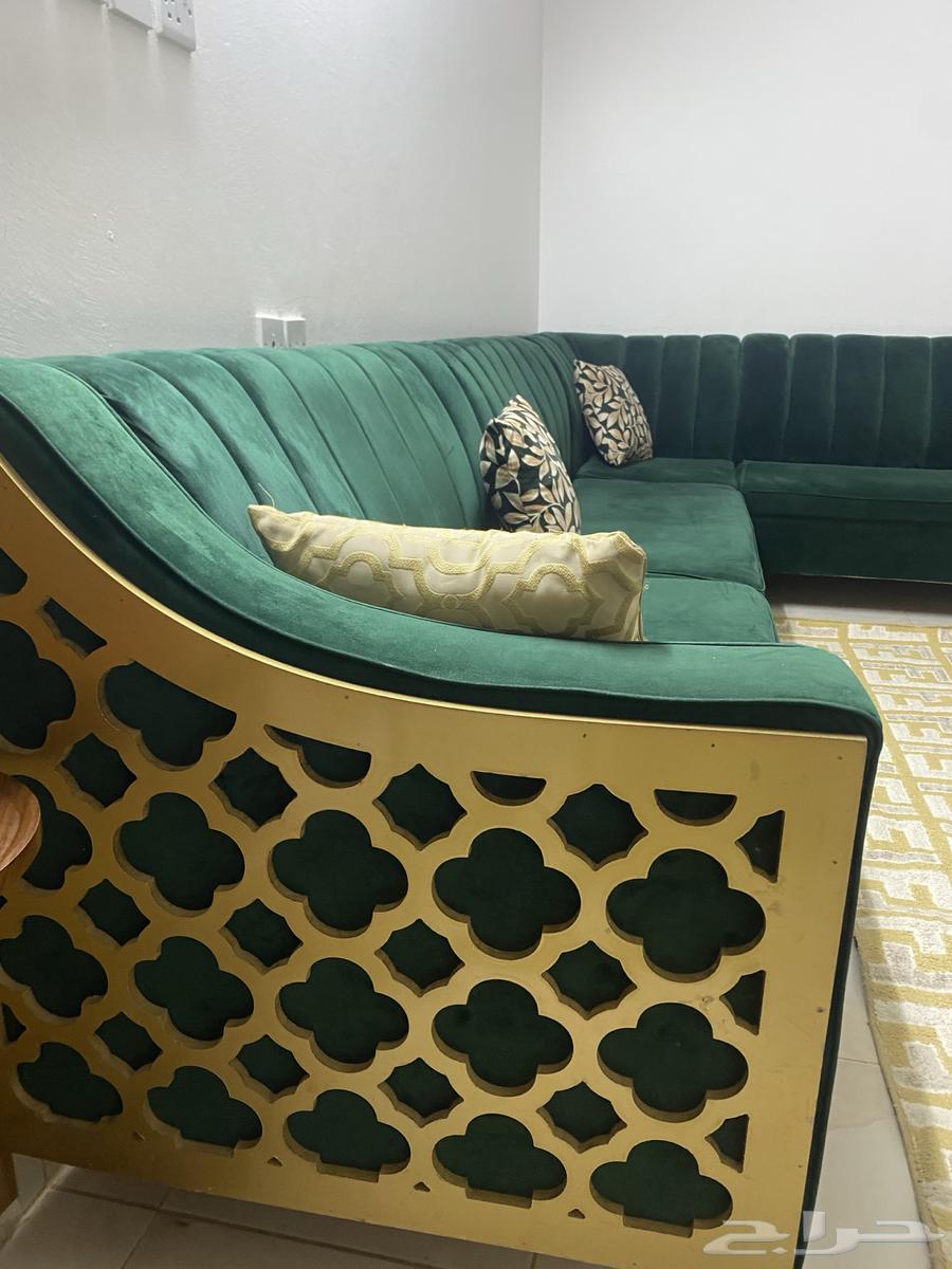كنب 8قطع 2 زاويه فيه ديكور خشب من الاطراف مع الفرشه 150063737432714113112