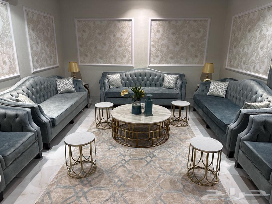 Sofa set with curtain and tables63744315774210111