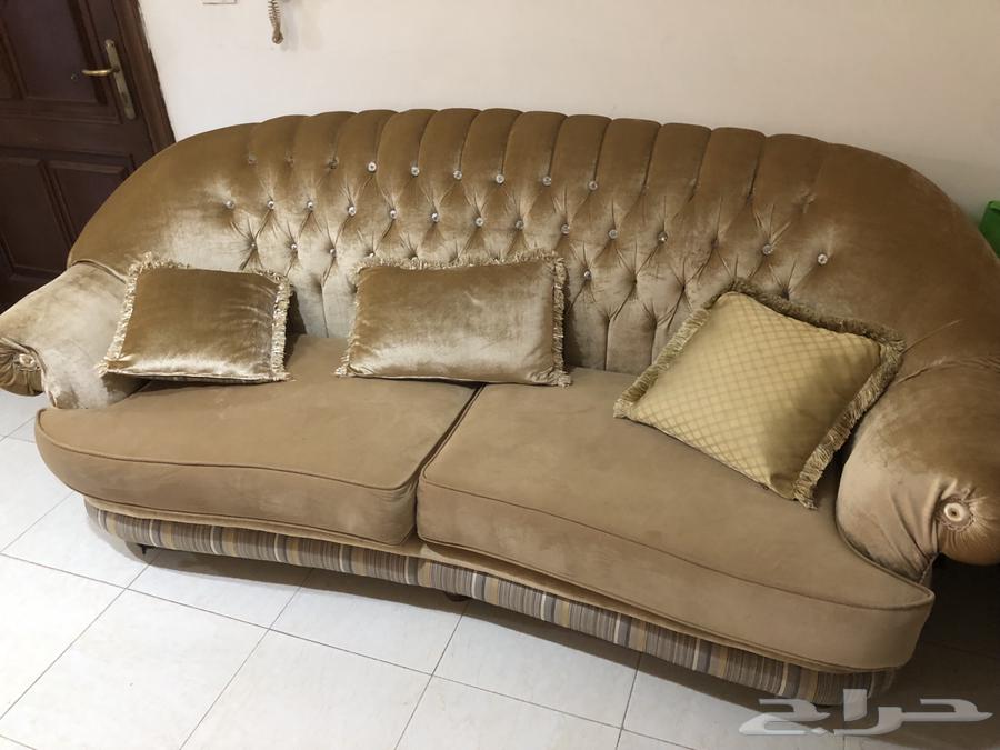 للبيع كنبتين ذهبي قطيفة واسعة ومريحة63745349809283113