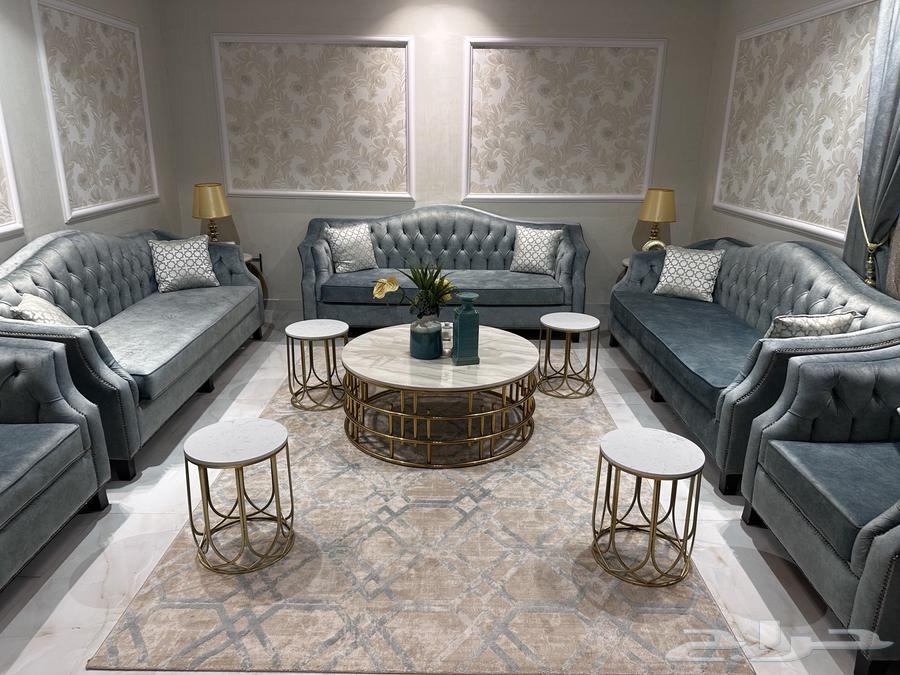 Sofa set with curtain and tables63744315774210110