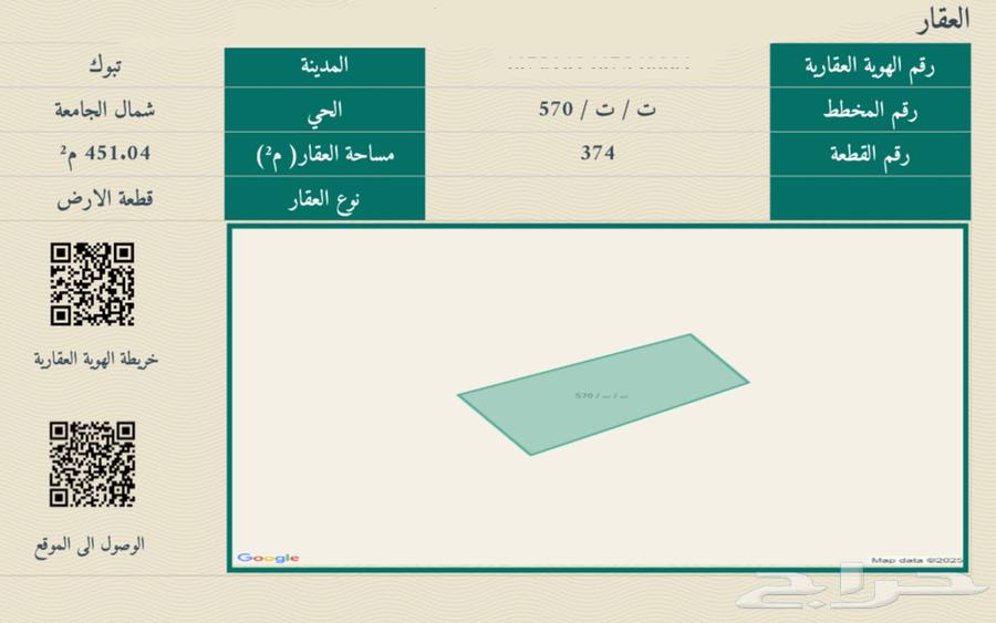 ارض للبيع بحي شمال الجامعة - تبوك63612294721409111