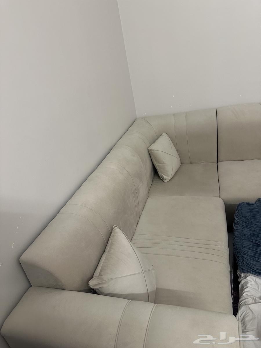 كنب مستعمل للبيع حرف ال مخمل مع مخدات 663749705620610112