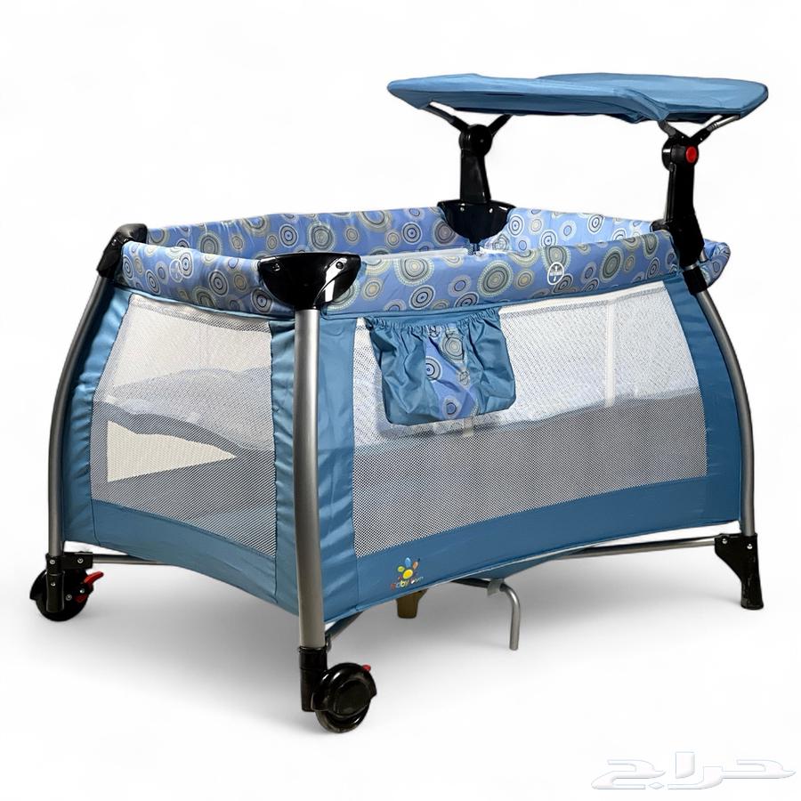 2-in-1 Baby Crib and Playpen - Crib with Side Pockets and Wheels for Mobility63773227110402112