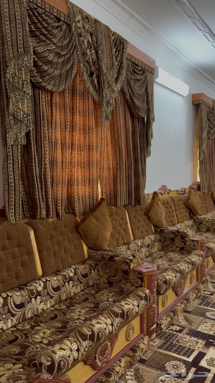 Luxurious semi-new sofa for sale, size 9 by 7 with six chairs, cushions, and tables63779685920130110