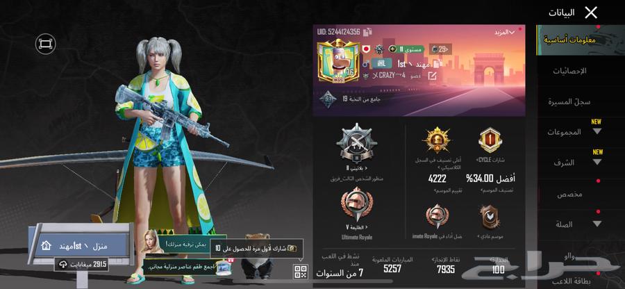 حساب ببجي للبيع63779904416514111