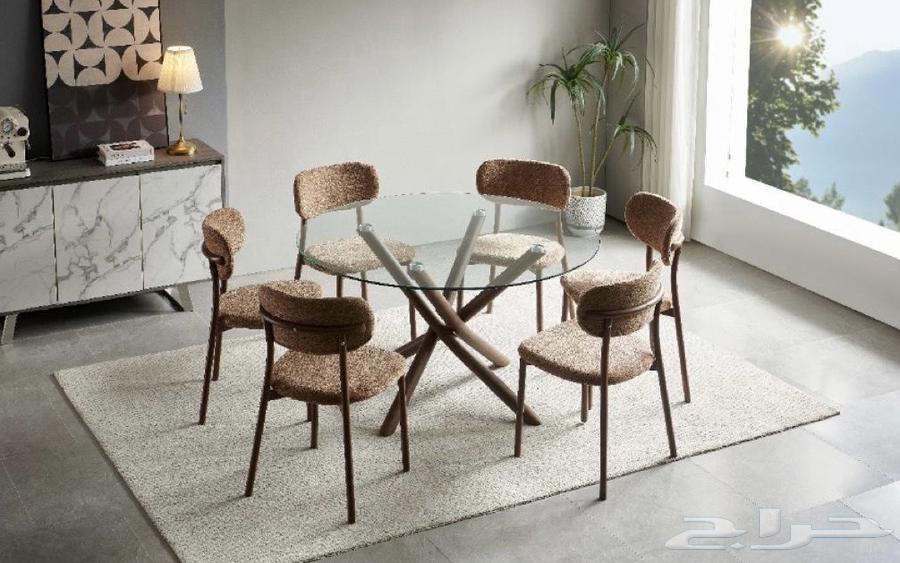 Round dining table with 6 chairs available in three colors ((new))63792336232193111