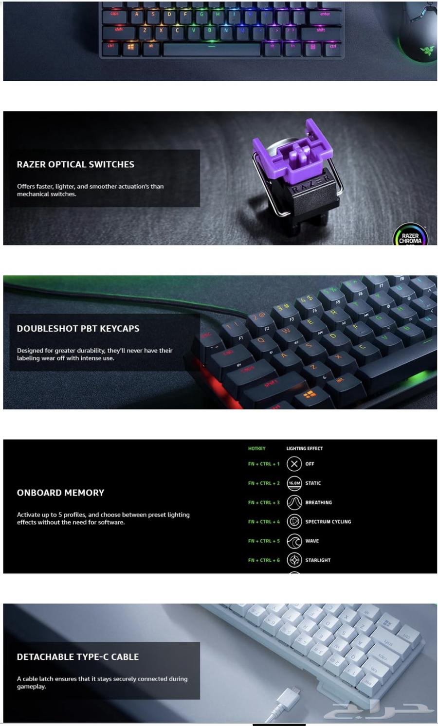 Razer Huntsman Mini Keyboard, Wrist Rest, and Keyboard Cable63787577516035111