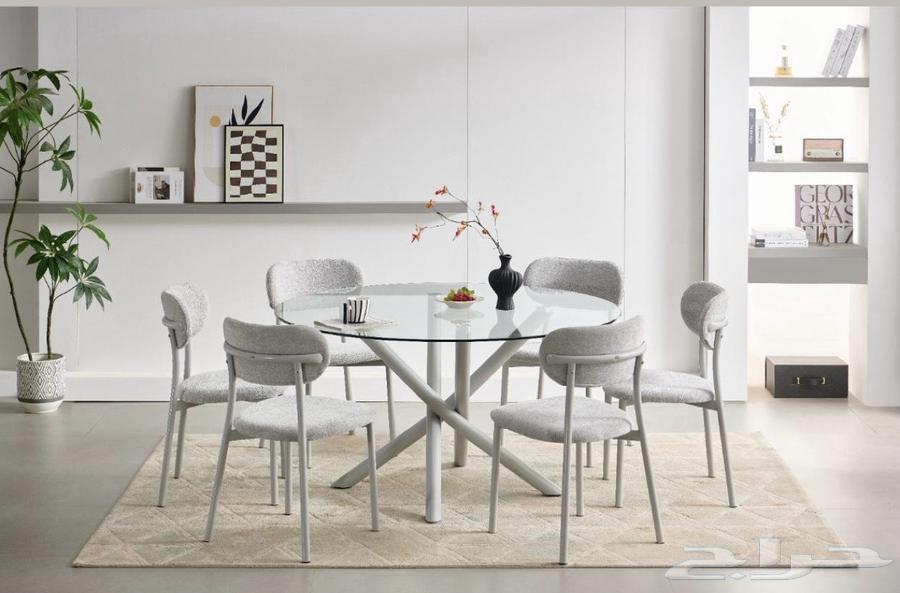 Round dining table with 6 chairs available in three colors ((new))63792336232193110