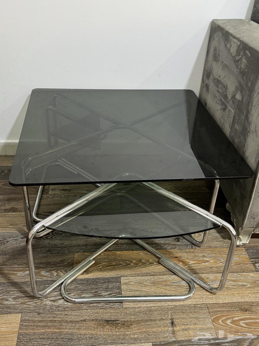 Glass table with wooden computer desk63795403522306110
