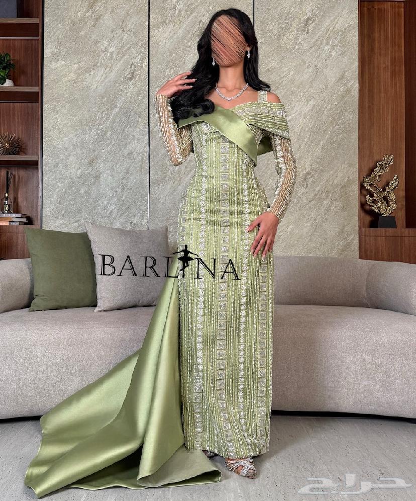 فستان سهرة لون تفاحي63800271766274112