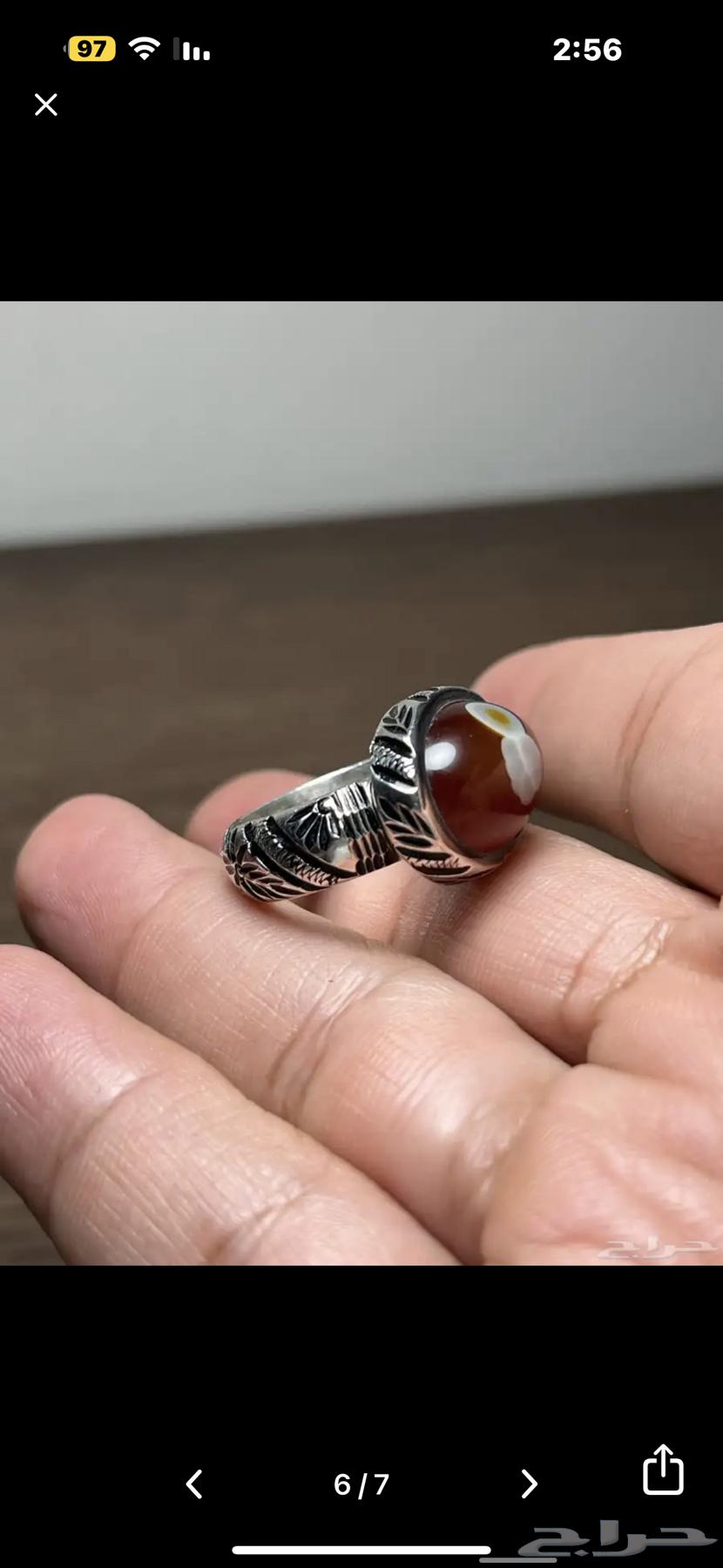 Silver ring with a beautiful agate stone, crafted by Ghulam63986813050499113