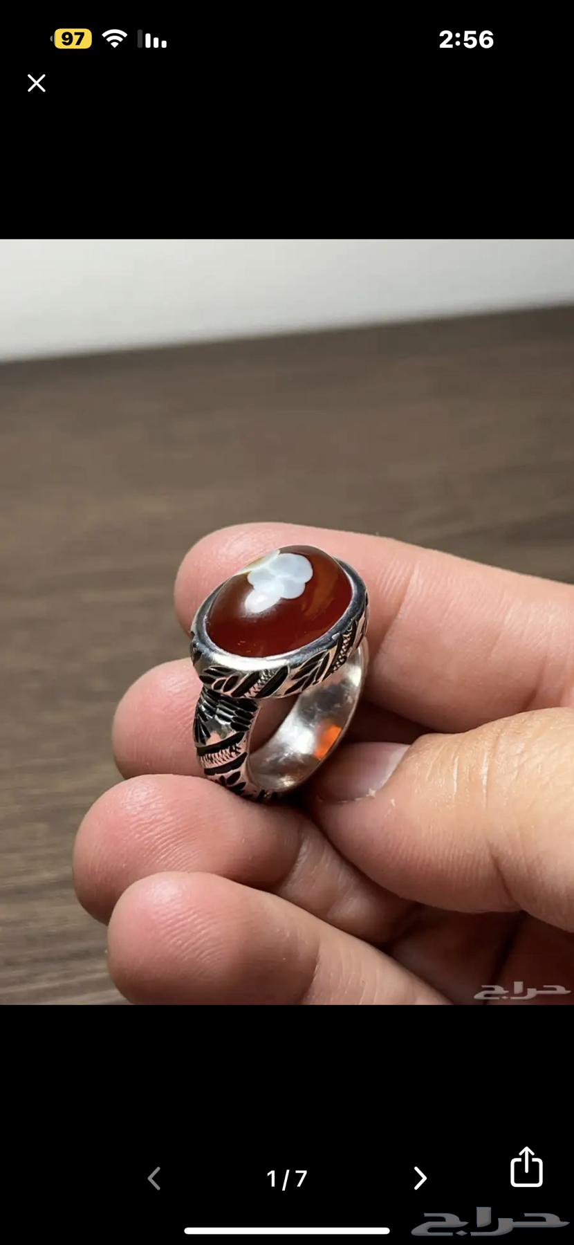 Silver ring with a beautiful agate stone, crafted by Ghulam63986813050499111