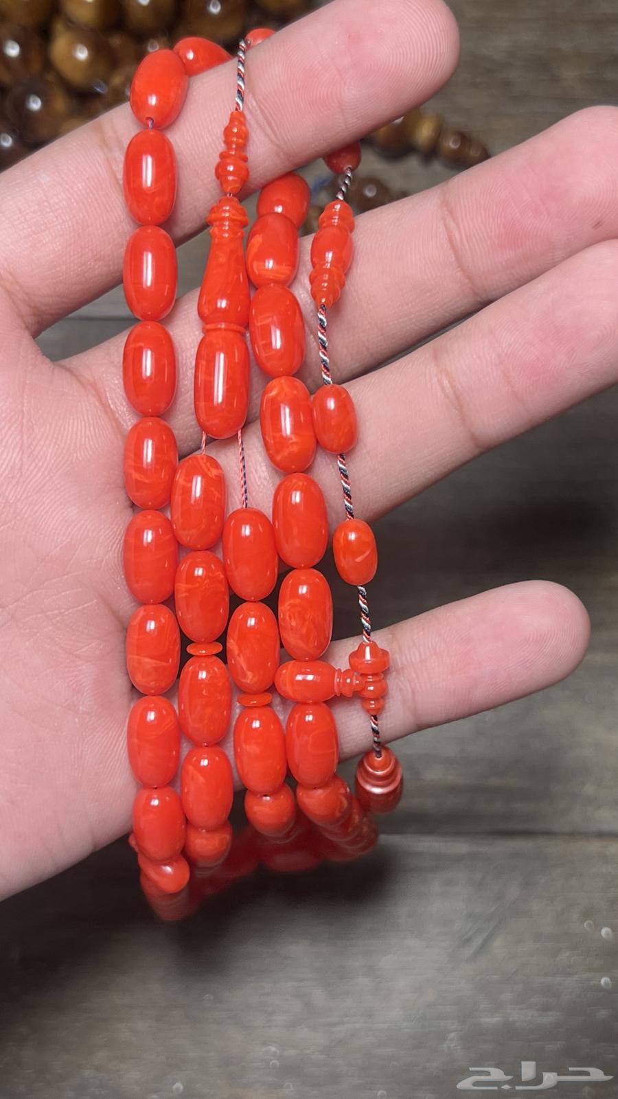 Red coral misbaha with intricate carving (sold)64017716240257113