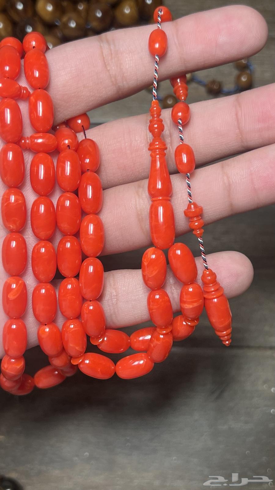 Red coral misbaha with intricate carving (sold)64017716240257111