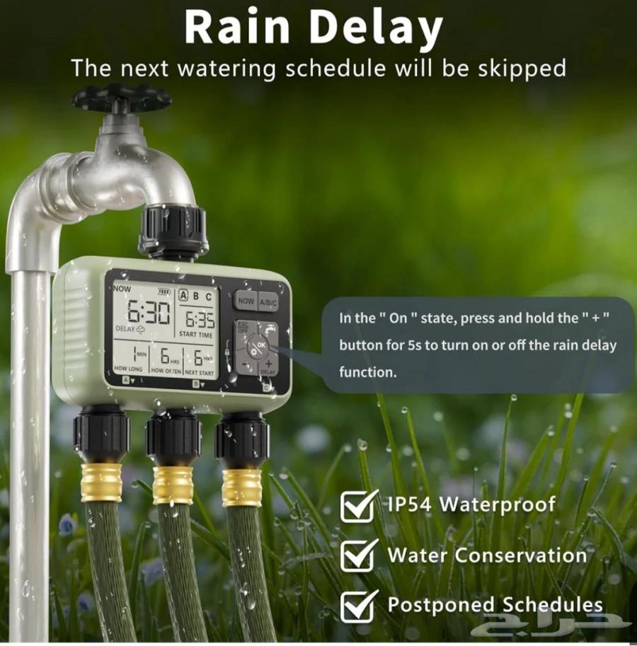 Smart irrigation timer device with 3 separate outlets for irrigation and water control63443539307907112