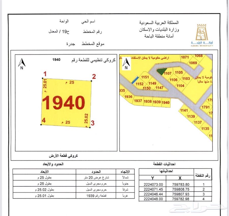 ارض للبيع في جدرة في الباحة63613306639107113