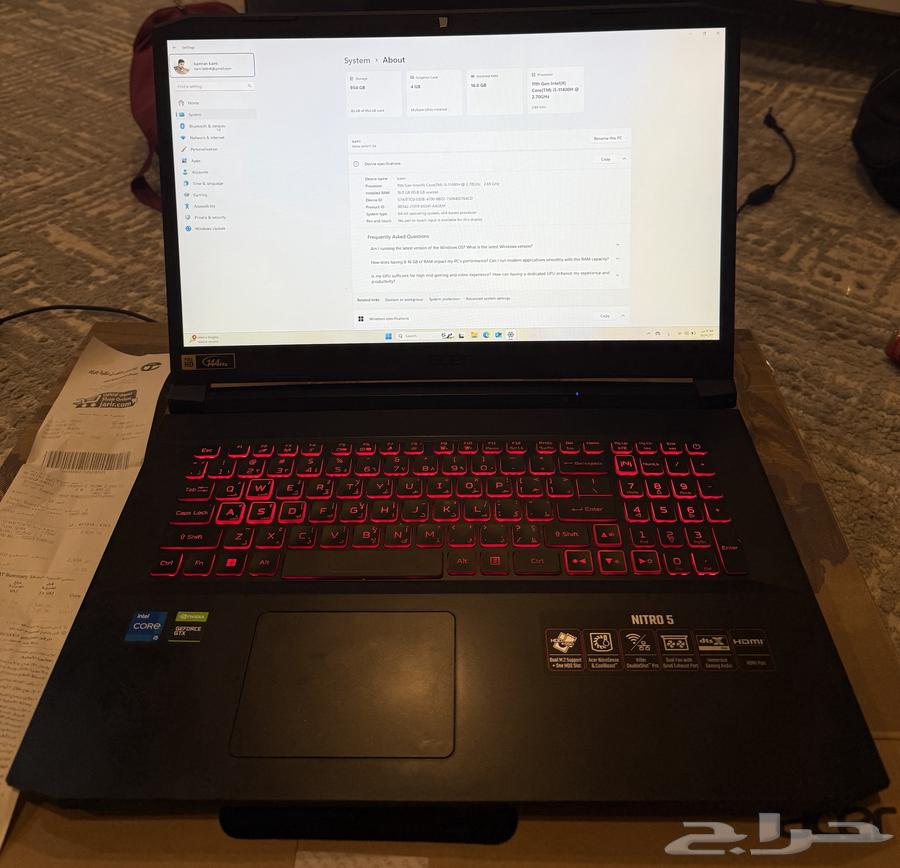 لابتوب Acer Nitro 5 عالي الأداء شبه جديد64098903598209110