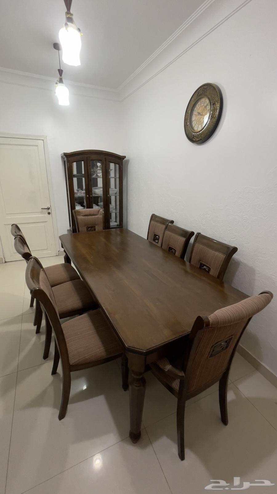 Dining table with eight chairs and cabinet64143281132419110