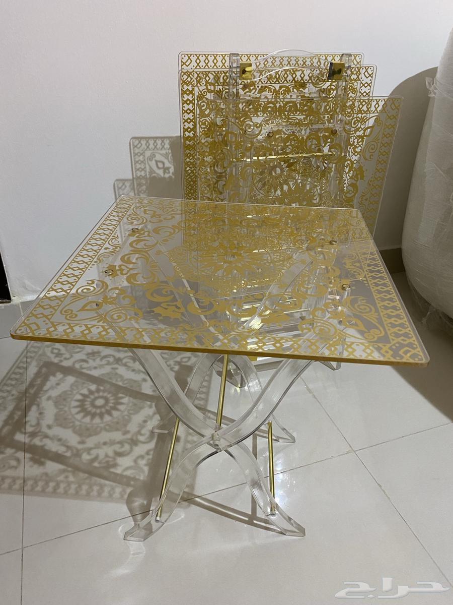 Gold serving tables, coffee table, and corner coffee stand64141548616193112