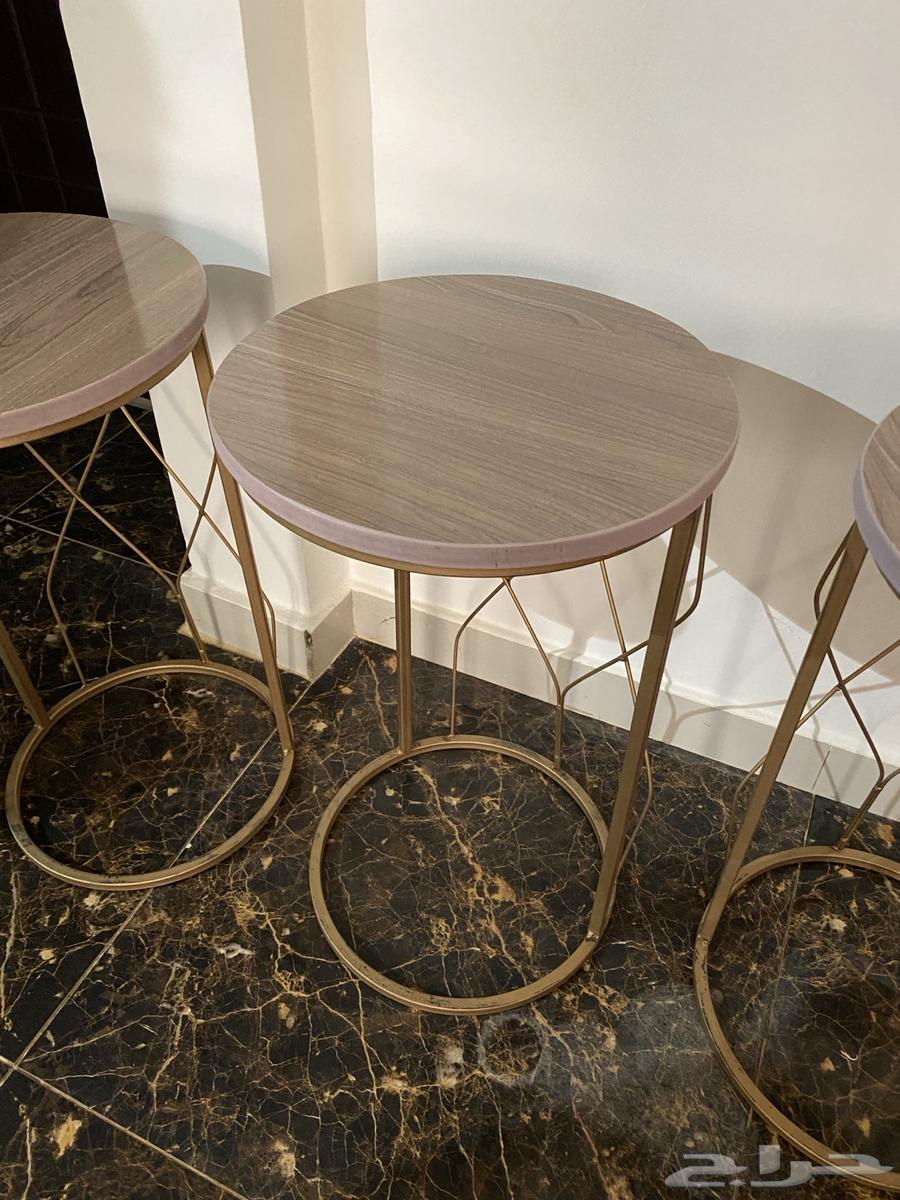 Gold serving tables, coffee table, and corner coffee stand64141548616193113