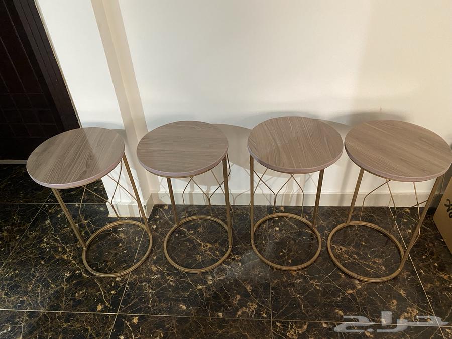 Gold serving tables, coffee table, and corner coffee stand64141548616193114