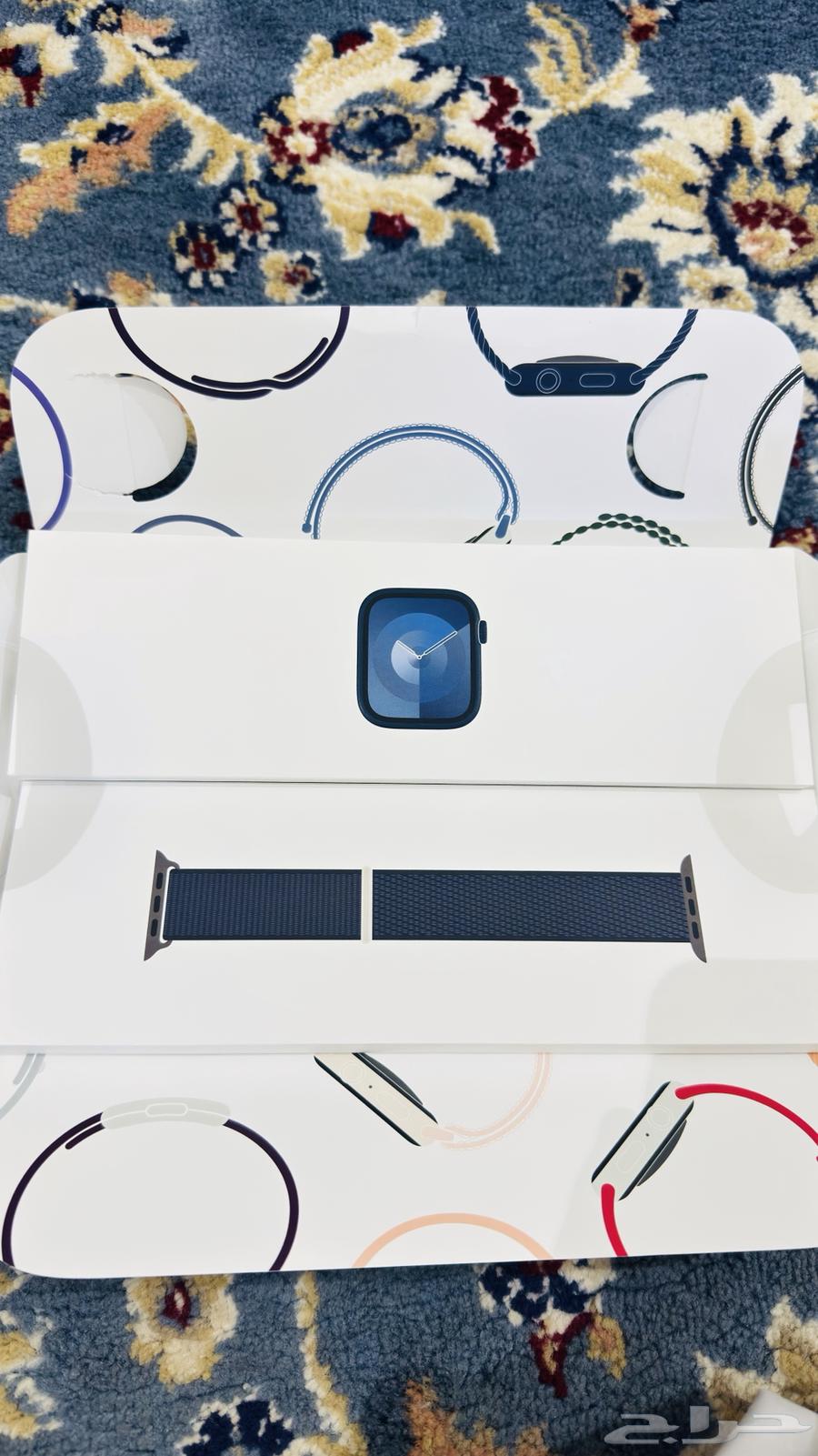 للبيع ساعه ابل الجيل التاسع (لون سماء الليل ) الحجم(45)64222123428354110