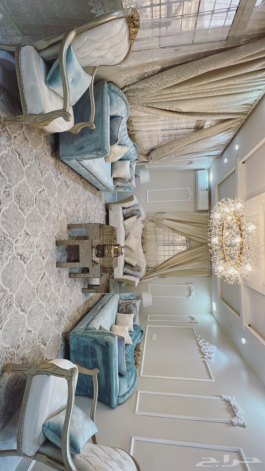 طقم كنب جديد ونظيف مع ستاير وطاولات64229935277185110