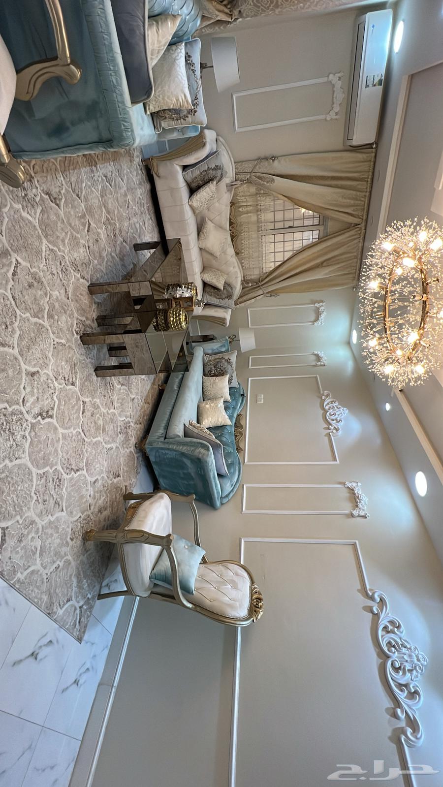 طقم كنب جديد ونظيف مع ستاير وطاولات64229935277185112