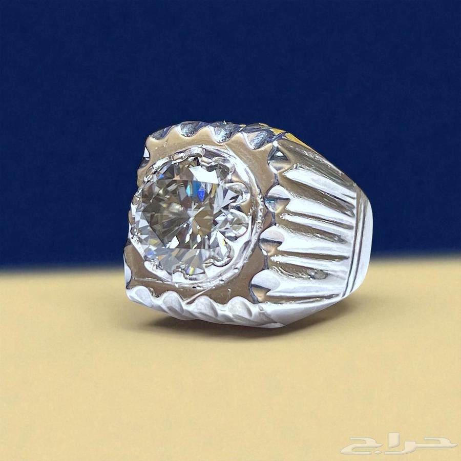 خاتم فضة رجالي فاخر بحجر الموزنايت64220458580227110