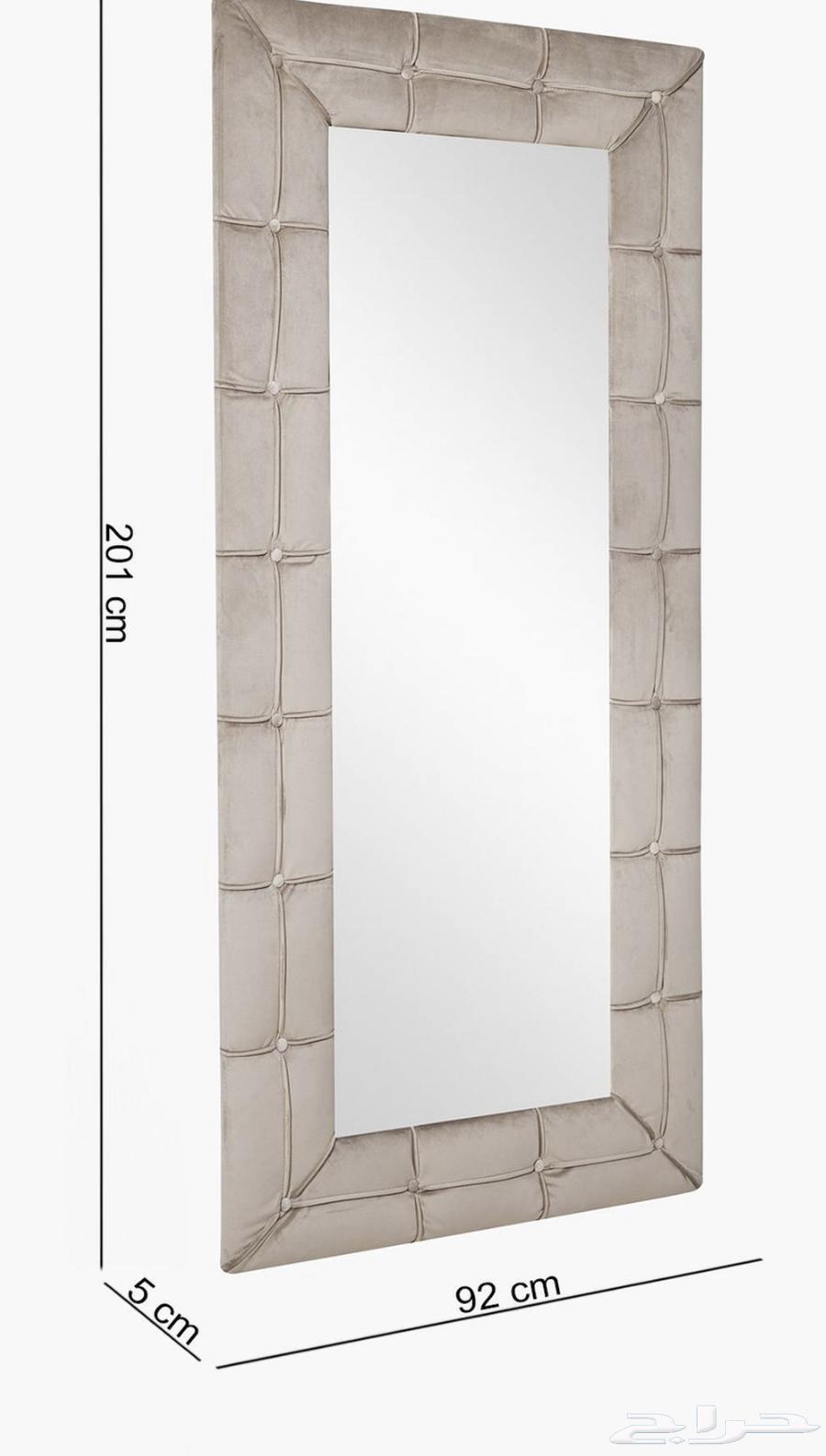 Long mirror with beige velvet fabric frame, excellent size, Home Box64228014005378111