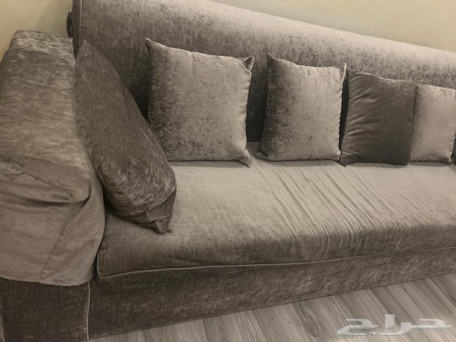 كنب مستعمل مترين و20 سم لون رمادي قماش القثمي64235478539650111