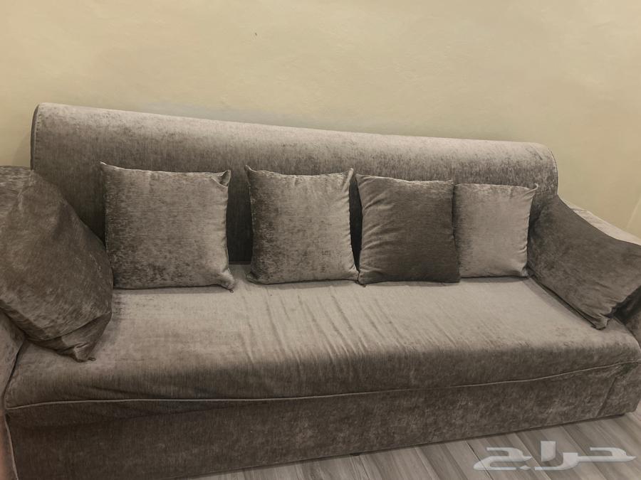 كنب مستعمل مترين و20 سم لون رمادي قماش القثمي64235478539650112