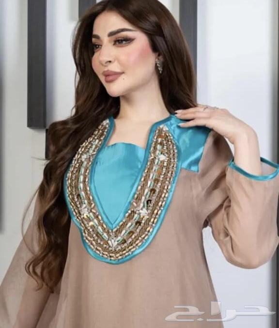 جلابية نسائية ستايل كويتي شك يدوي مميز خامة لنن فاخر64234807136899112