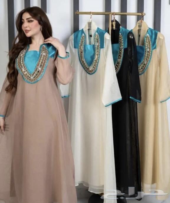 جلابية نسائية ستايل كويتي شك يدوي مميز خامة لنن فاخر64234807136899110