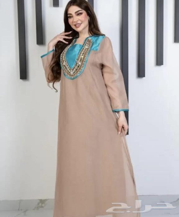 جلابية نسائية ستايل كويتي شك يدوي مميز خامة لنن فاخر64234807136899111