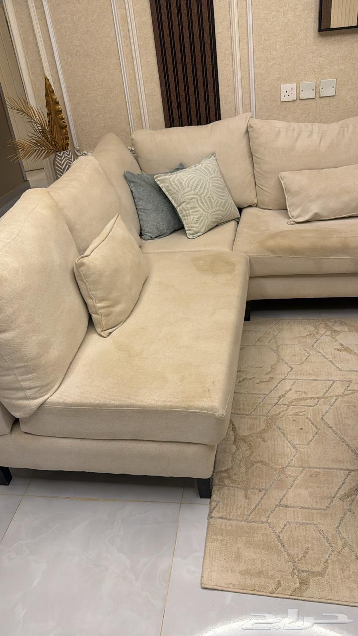 كنب البيع حرف U الكنب ولا فيه كسور ولا شي بس يحتاج غسيل64234297679106113