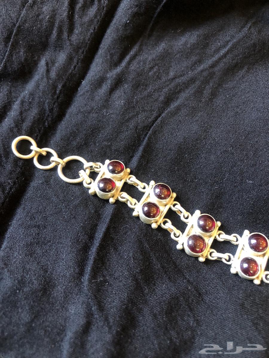 اسورة فضة أنتيك بحجر الغارنيت العقيق الأحمر64264611204610114