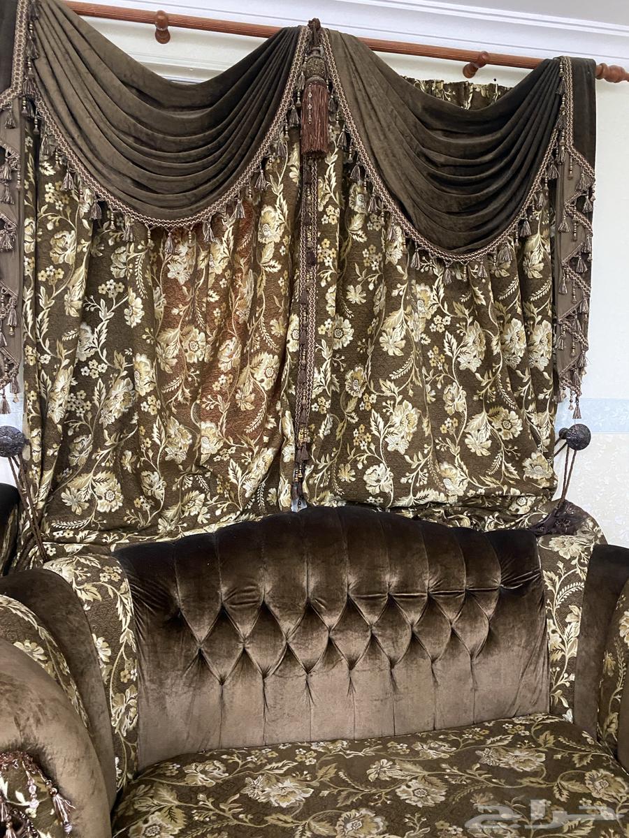 كنب خشب حفر كامل مع ستارة64273166320001111