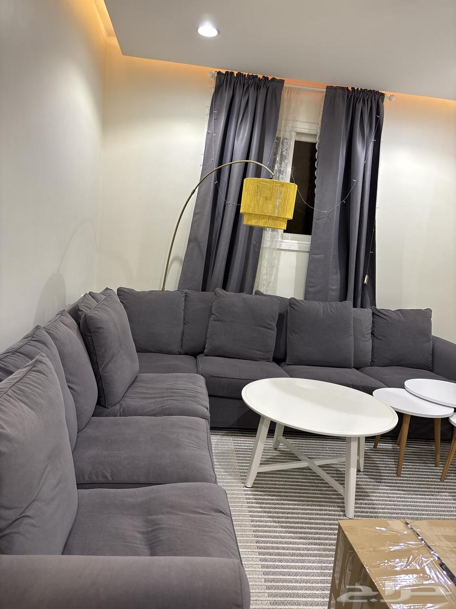 كنب ايكيا رمادي حرف ال ومفرد اثنين كبيره64260786815235110