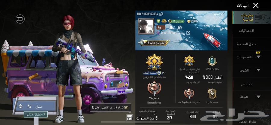 حساب ببجي للبيع64272841567235110