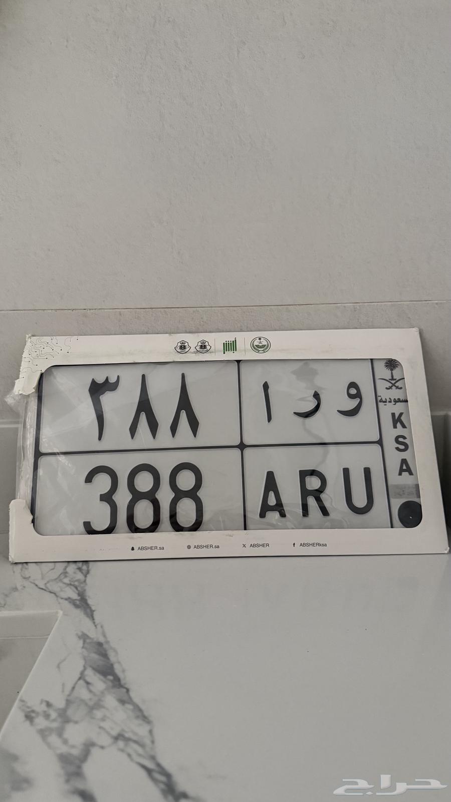 A distinctive plate behind 38864473639439745111