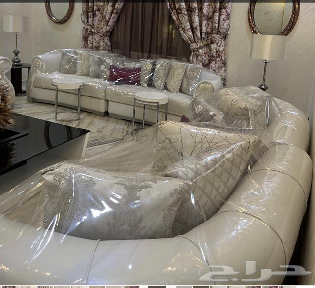 كنب جديد فاخر بأطراف جلد بسعر مميز64331989605377111