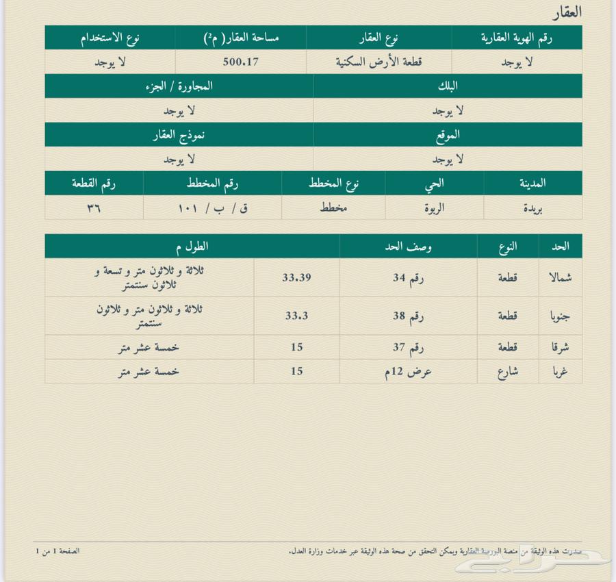 للبيع ارض سكنية مساحة 500 متر63613852140931112